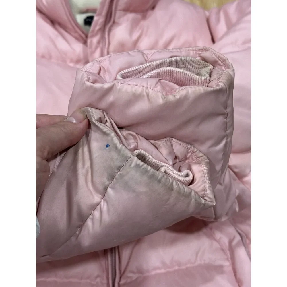 Polo Ralph Lauren Puffer Down Jacket L 12/14 Light‎ Pink White Pony Winter Coat
